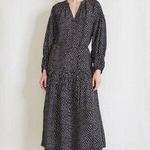 Apiece Apart Ela Maxi Dress; Black w/ white dots; size L